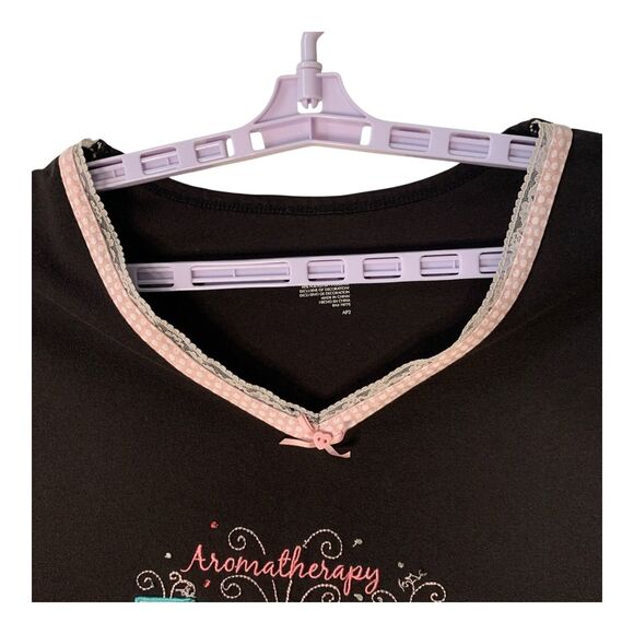 Secret Treasures Nightgown Size 2 X Black Aromatherapy Short Sleeve Cotton PJs - Picture 3 of 11